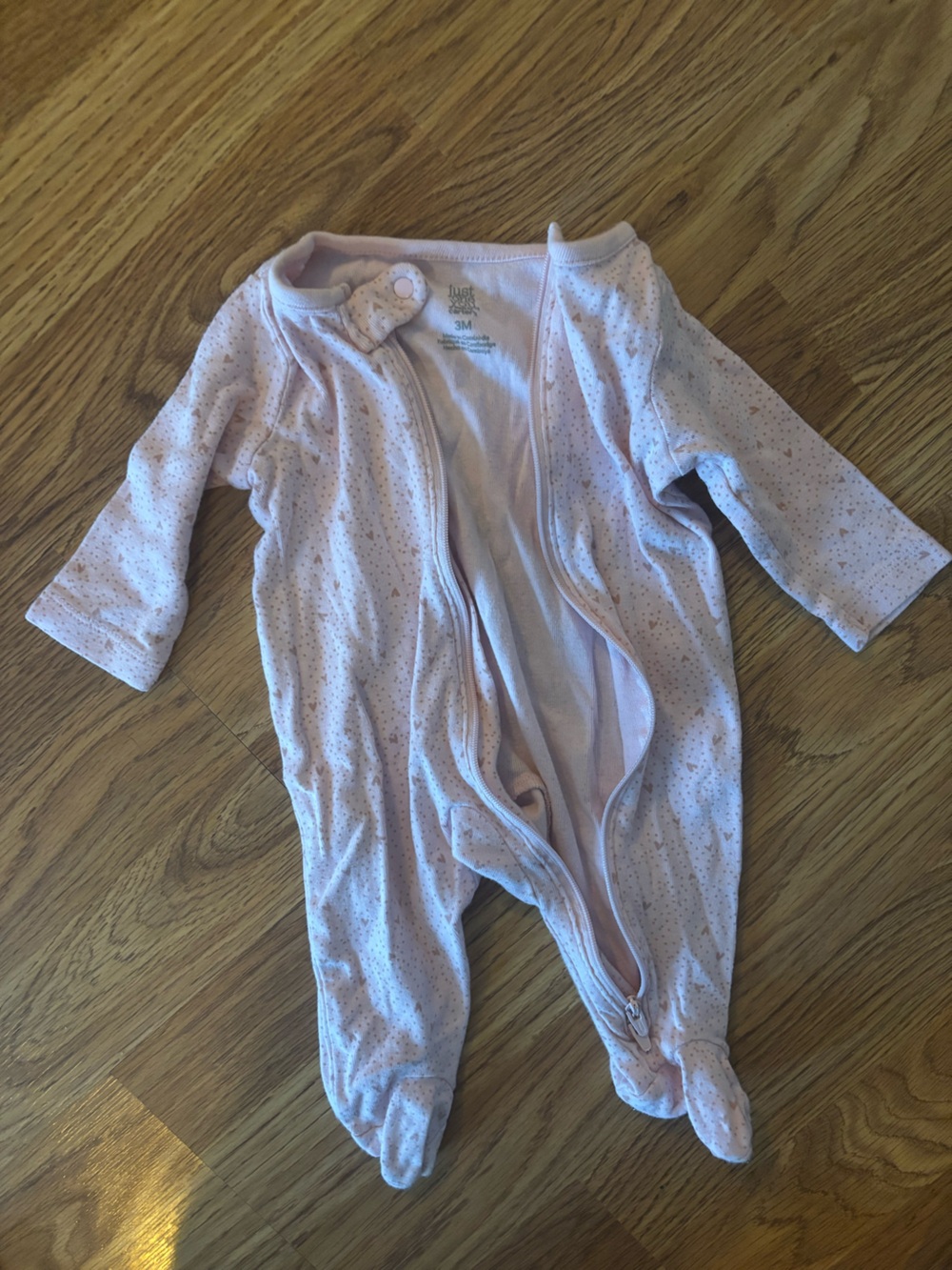 Carter's Light Pink Heart Print Footed One-Piece Pajama